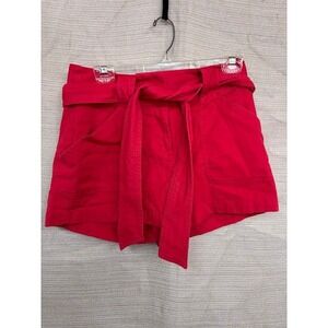 Ann Taylor Loft‎ Red Belt Tie Front High Waist Shorts Women's 4 Denim NWOT